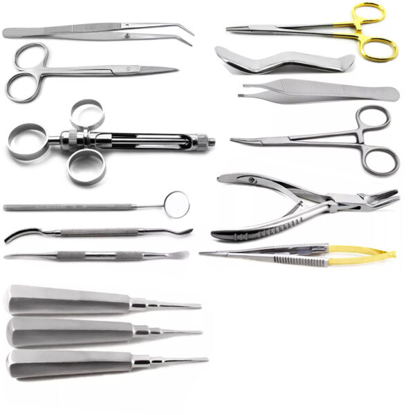 DENTAL ORAL SURGERYEXTRACTIONSET ELEVATORS CRILE FORCEPS INSTRUMENTS 15pcs Se - Image 2