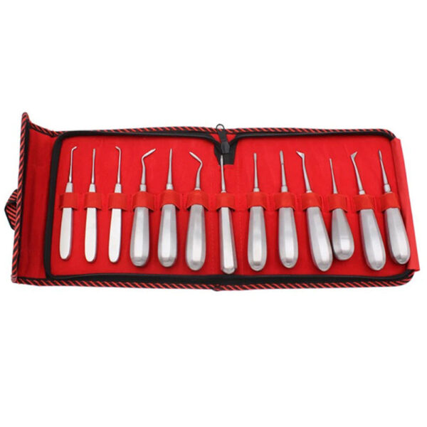 Dental Elevator Set Tooth Extraction Forceps Curved Root Lift Elevator 13pcs set - Image 3