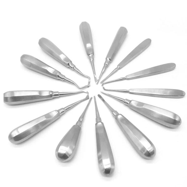 Dental Elevator Set Tooth Extraction Forceps Curved Root Lift Elevator 13pcs set - Image 9